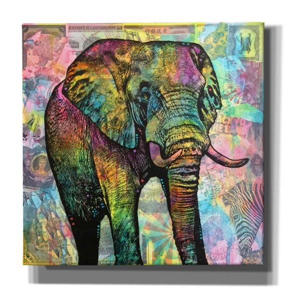 Epic Graffiti 'Elephant Torn' by Dean Russo, Giclee Canvas Wall Art, 26"x26"