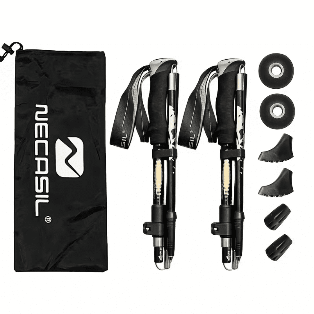 Five Section Folding Folding Trekking Pole For Hiking And Walking, Lightweight 7075 Aluminum, Strong Outer Lock And High-Density Eva Grip