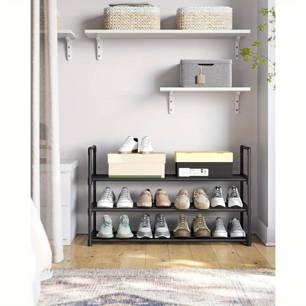 Shoe Rack, 3-layer Shoe Rack, Metal Shoe Rack, Easy To Assemble, Space-Saving for Your Organized Entryway, Black