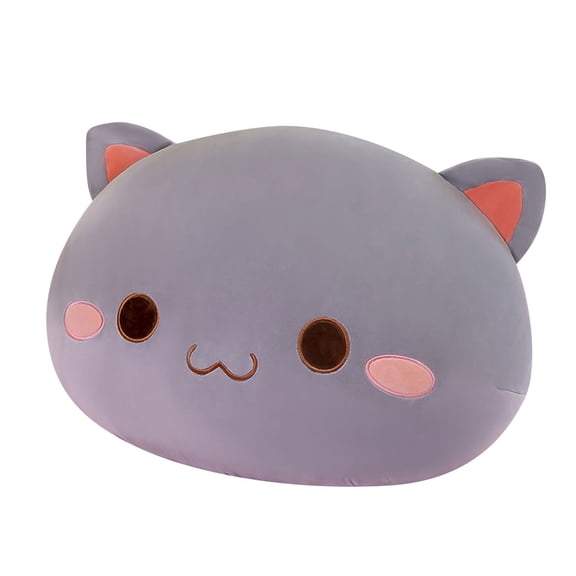 40cm Super Soft and Prone Peach Cat Plush Pillow Stuffed Animal Soft Cushion for Bed Sofa Office Home Decor Cute Cartoon Design Gift for Children Adults (Grey Round Eyes)