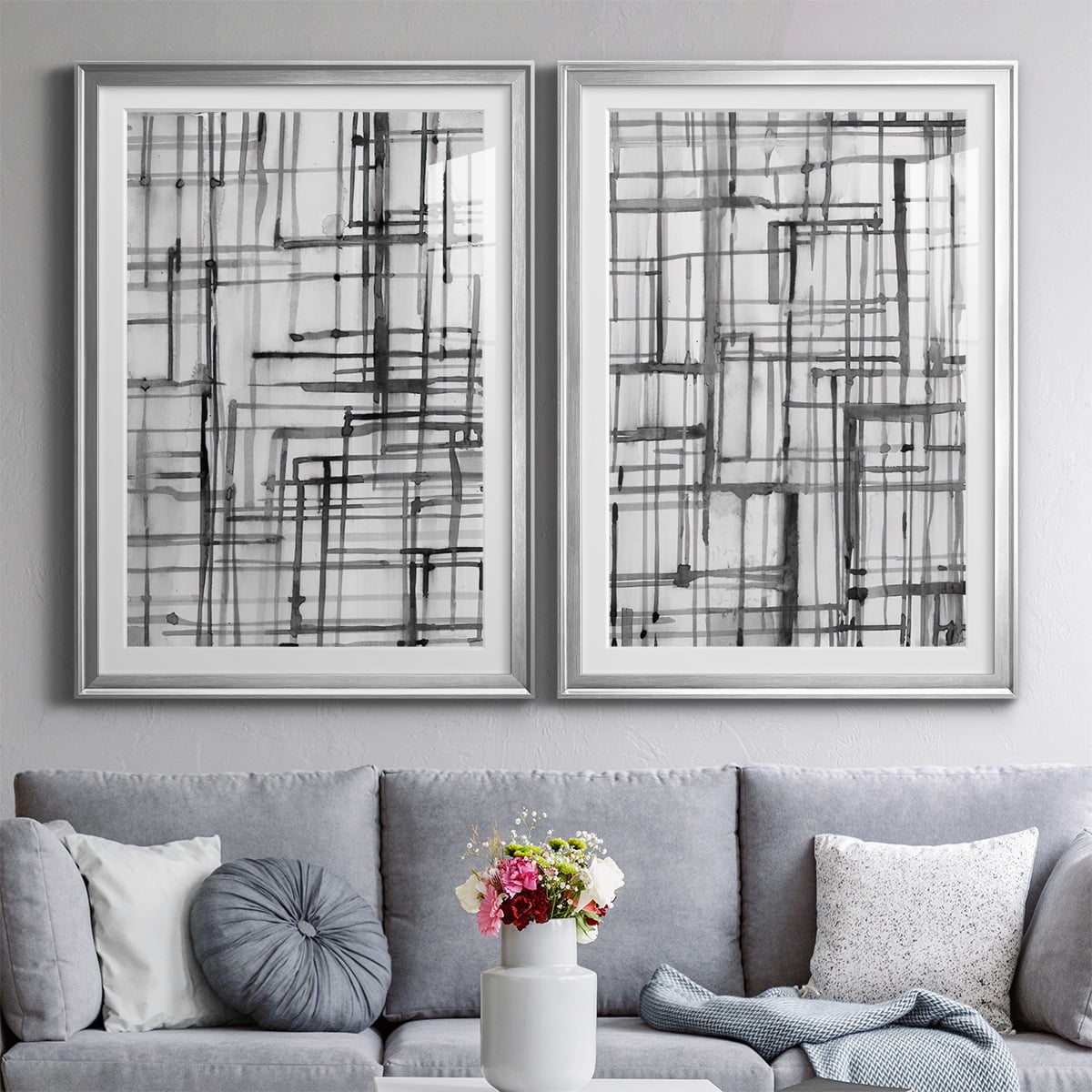 Wexford Home Line Meditation I Premium Framed Print, 18.5" x 24.5" - Ready to Hang, Silver (Set of 2)