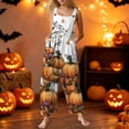 thumbnail image 5 of Women's Halloween Costume Jumpsuit Loose Fit Wide Leg Romper Overalls with Pockets, Happy Halloween Fall Harvest Festival Party Outfit M, 5 of 5