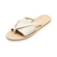 thumbnail image 2 of HTHLVMD Crisscross Strap Woven Sandals, Beach Woven Slides, Ribbed Strap Shoes, Women's Open Toe Thong Dressy Sandals Summer Beach Flip Flops Trendy 2026 Slide Sandals, White 7, 2 of 5