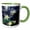Green/White, variant on 3drose, Usa, California, Sierra Nevada Mountains. Columbine Wildflowers., 11oz Two-tone Black Mug