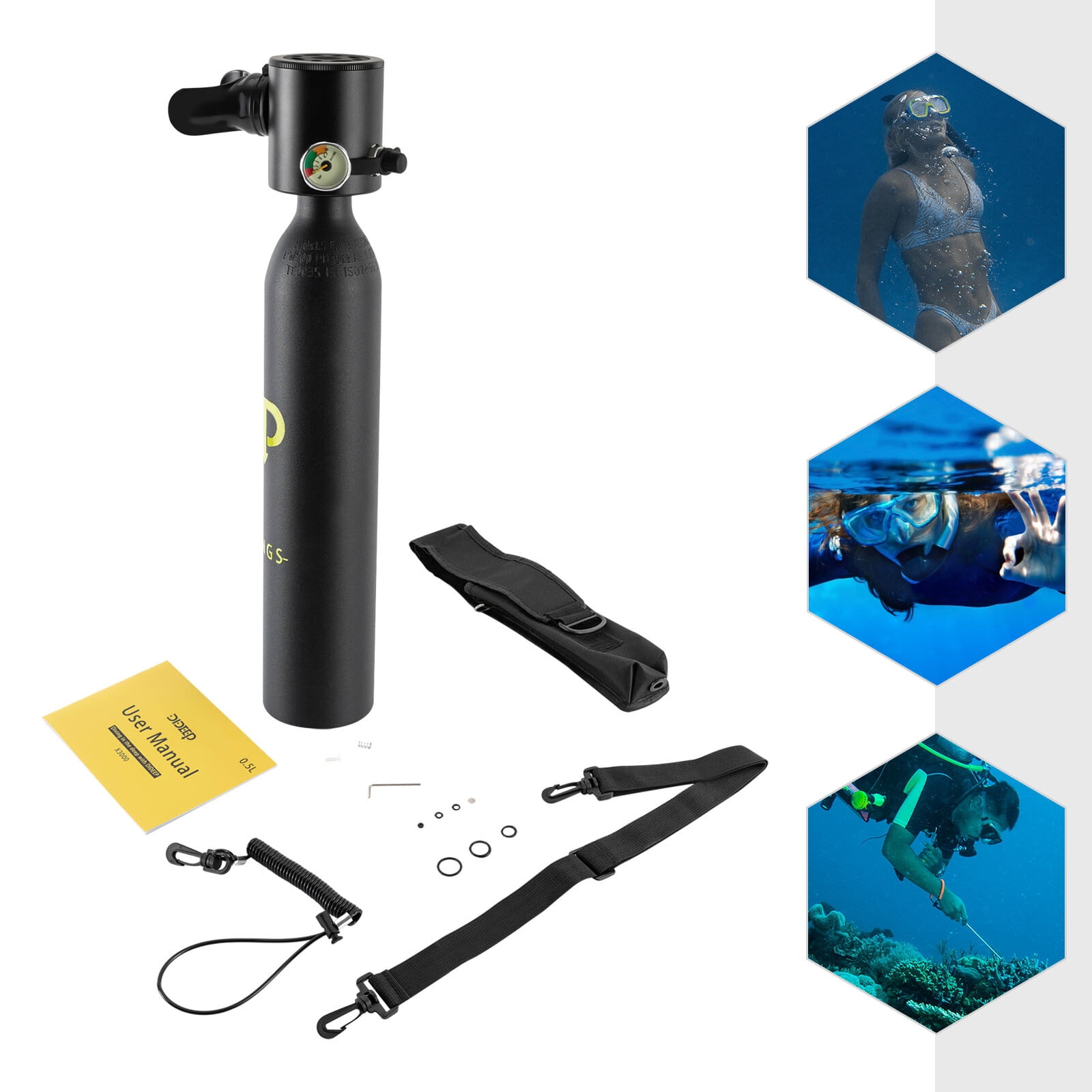 0.5L Mini Scuba Tank Underwater Diving Portable Breath Lungs Scuba Oxygen Tank