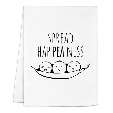 

Funny Dish Towel Spread Hap Pea Ness Flour Sack Kitchen Towel Sweet Housewarming Gift Farmhouse Kitchen Decor White or Gray (White)