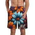 thumbnail image 1 of Balery Colorful Blooming Flowers Traje de Baño Estilo Hawaiano para Hombre, Shorts de Secado Rápido con Bolsillos-X-Large, 1 of 6