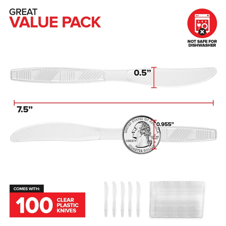 Heavyweight Plastic Cutlery, Knives, White, 100/Pack Heavyweight Plastic Cutlery, Knives, White, 100/Pack