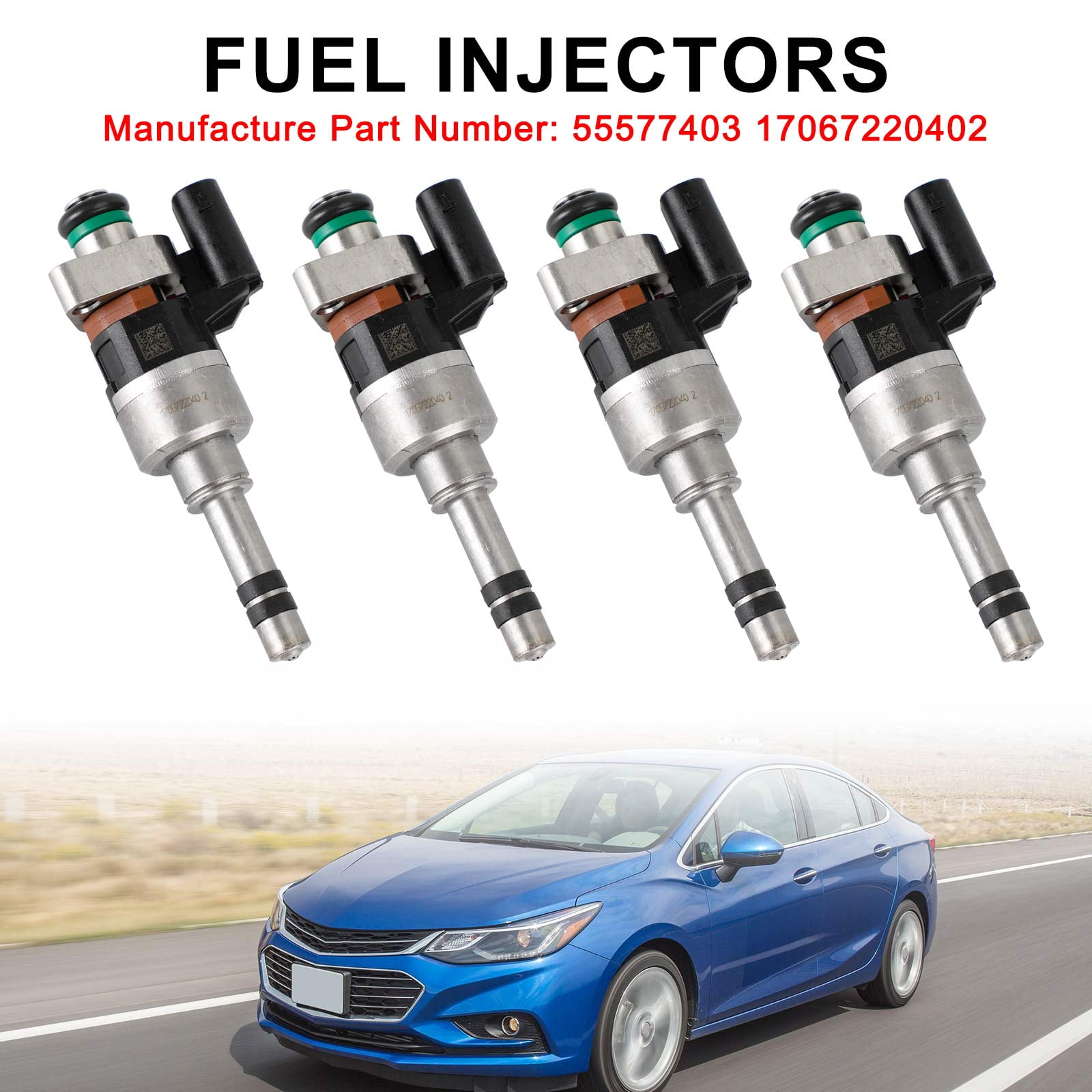 4PCS Fuel Injectors 55577403 Fit for GMC 16-19 Fit for Chevry Cruze Malibu 1.4L 1.5L L4