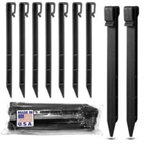 USA MADE - Black (10-PACK) 10" Inch Heavy Duty Plastic Landscape Edging Stakes, Anchoring Spikes For Edging & Terrace Board (Fits Most Brands Dimex EasyFlex Master Mark) (10)