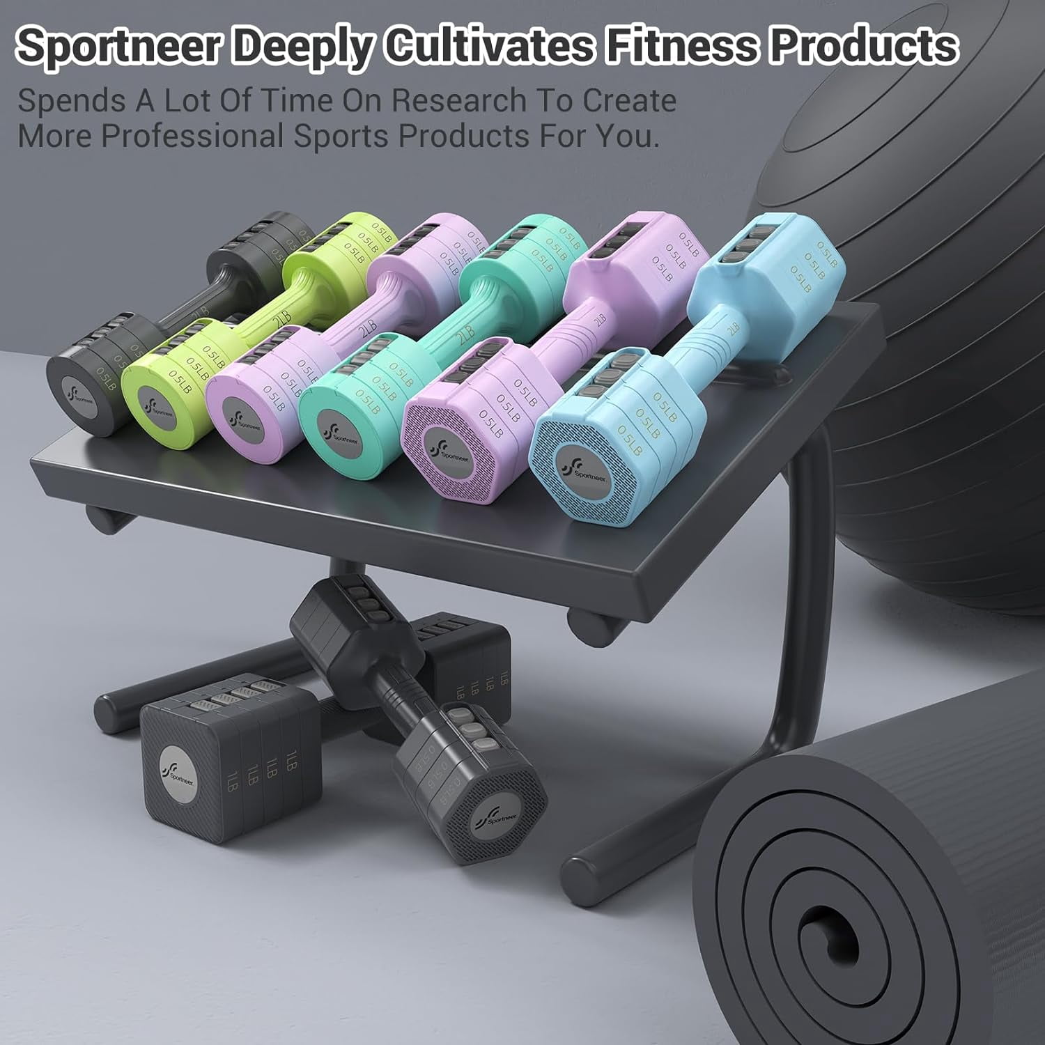 Adjustable Dumbbells Set of 2, 5-in-1 Weight Adjustment 3-11 lbs Each for Home Gym Workout Strength Training