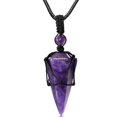 thumbnail image 1 of Healing Crystal Stone Pointed Necklace Adjustable Black Rope Natural Gemstone Pendant Necklaces Jewelry for Men Women, 1 of 3