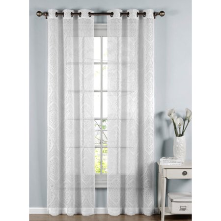 Elena Cotton Blend Burnout Sheer 76 X 96 Grommet Curtain Panel Elena Cotton Blend Burnout Sheer 76 X 96 Grommet Curtain Panel Pair