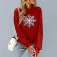thumbnail image 6 of FAWUUDO Womens Fall Sweater Cute Bow Print Long Sleeve Pullover Casual Oversized Burgundy, 6 of 6