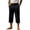 Black, variant on Men’s Loose Fit 3/4 Length Trousers Casual Elastic Waist Pleated Cropped Pants with Pockets for Everyday Wear Dark Blue XL