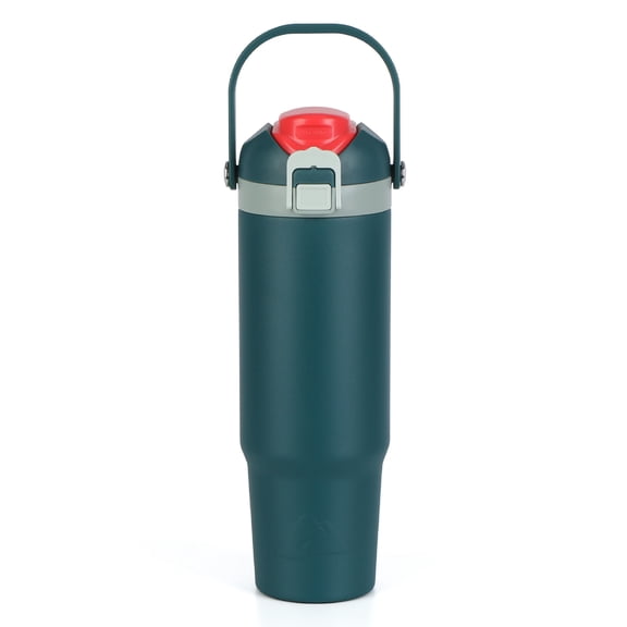 Ozark Trail 30oz Vacuum-Insulated Stainless Steel Dual Lid Insulated Tumbler, Double Wall Vacuum Insulated Travel Tumbler with Sip & Chug Lid,, Green