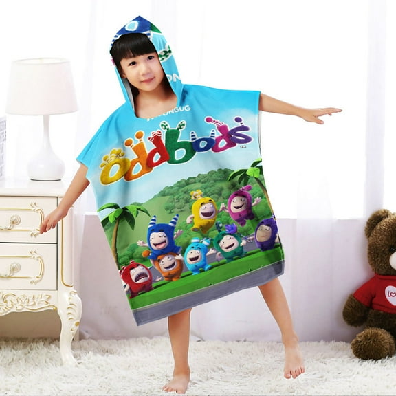 oddbods Hooded Beach Towel Poncho for Kid Girls Toddlers Boys Bath Pool Swim Cover-ups Swimwear Soft Lightweight Microfiber