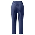thumbnail image 2 of Baqcunre Trousers Pants for Women High Waist Solid Color Easy Trousers Long Pants Nine Minutes Of Pants Beach Pockets Pants Womens Fashion Women's Pants Womens Pants Womens Clothes Blue L, 2 of 7