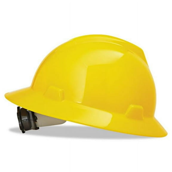 Msa 475366 V-Gard Hard Hats, Fas-Trac Ratchet Suspension, Size 6 1/2 - 8, Yellow