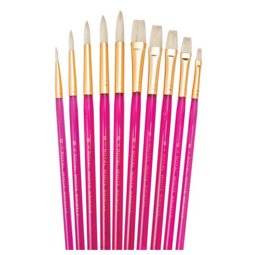 ROYAL BRUSH SVP5 SUPER VALUE WHITE BRISTLE BRUSH SET 10PCS