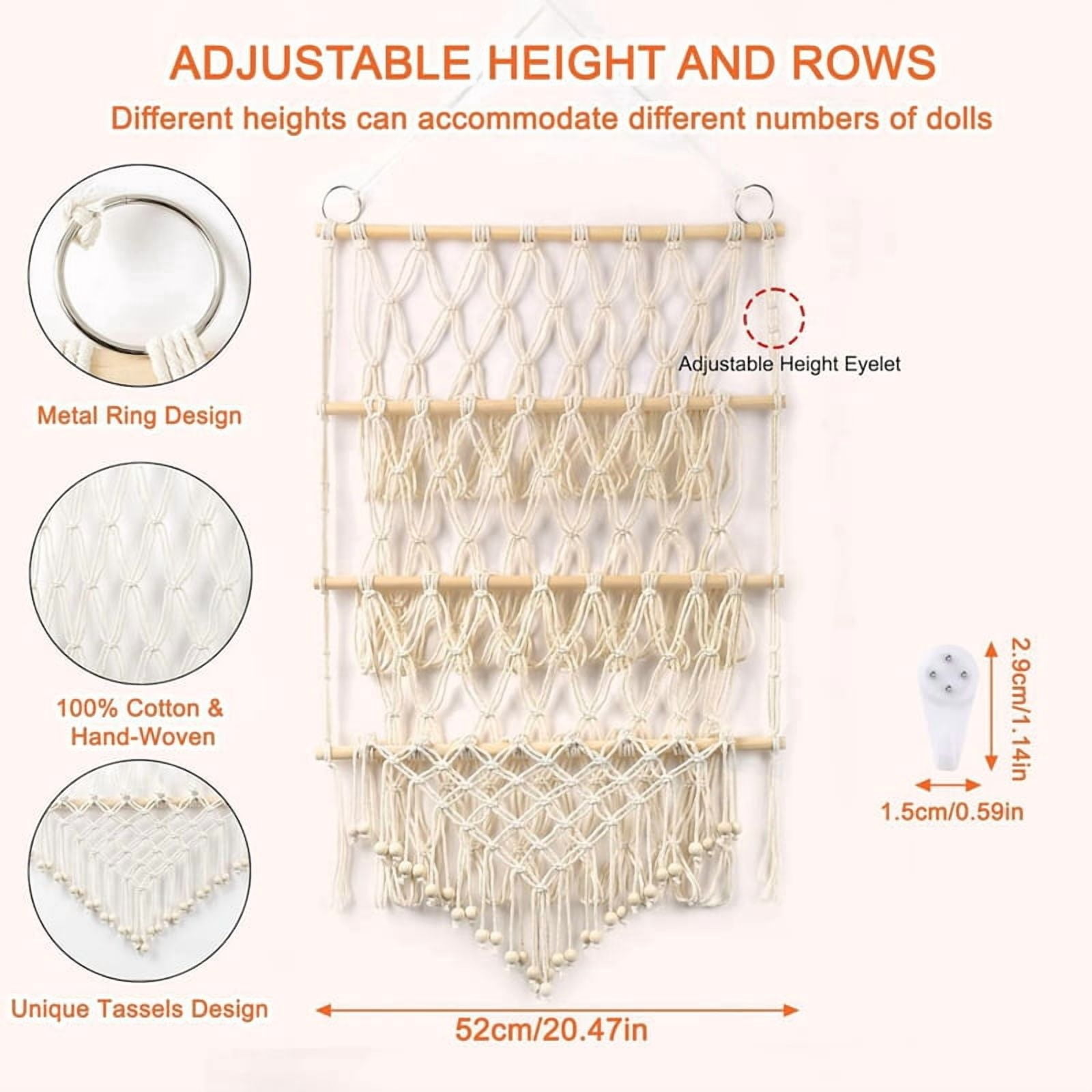 2X 3 Layer Wooden Stuffed Toy Net, Stuffed Animal Net or Hammock, Small Stuffed Animal Toy Storage Net