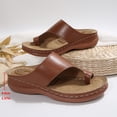 thumbnail image 5 of Rokment Orthopedic Wedges Walking Flip Flops for Women 2026 Summer Beach Fashion Casual Leather Platform Arch Support Slip on Sandals Comfortable Thongs Slides Slippers Vacation Brown Size 9.5, 5 of 5