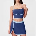 thumbnail image 6 of Women's Fashion Color Matching Trouser Skirt Set, Natural Waisted Loose Shorts with Sling, Two Piece Outfit for Casual Wear, Beach Day, or Summer Vacation, Versatile | CSEONE,Blue 2XL, 6 of 9