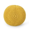 thumbnail image 2 of GDF Studio Beryl Indoor Modern Knitted Cotton Round Pouf, Yellow, 2 of 7