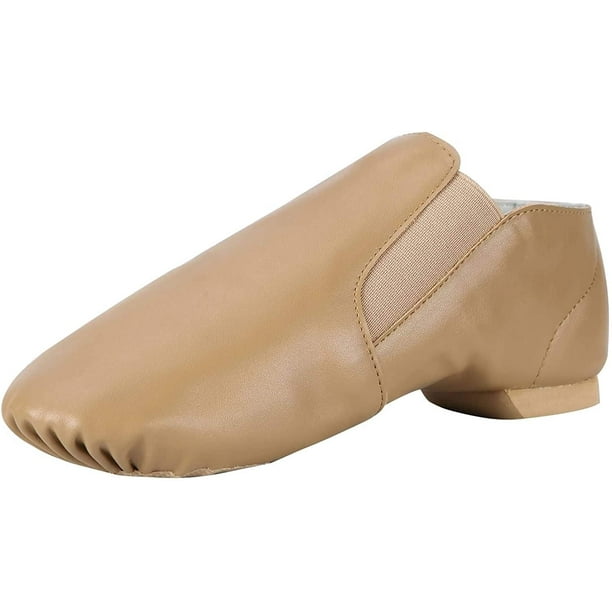 Unisex PU Leather Upper Slipon Jazz Shoe with Elastics for Women and