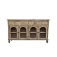 thumbnail image 4 of AENKYO 59" Farmhouse Sideboard Buffet, Distressed Wood Credenza with 3 Drawers & 4 Fluted Glass Doors, Brown, 4 of 7