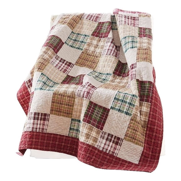 Benjara Evi 50 x 60" Quilted Patchwork Throw Blanket- Soft Multicolor Cotton