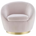 thumbnail image 7 of Armchair Swivel Accent Chair, Pink Gold, Velvet, Modern Contemporary, Living Lounge Cafe Room Hotel Lobby Hospitality, 7 of 7