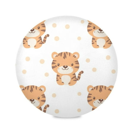 

Round Plate Mat 15.4x15.4 Inchesx6 Placemat Table Mat Kitchen Mat Coffee Mat Fabric Thick Strong Wear-Resistant Heat Resistance Yellow Cartoon Tiger Cute