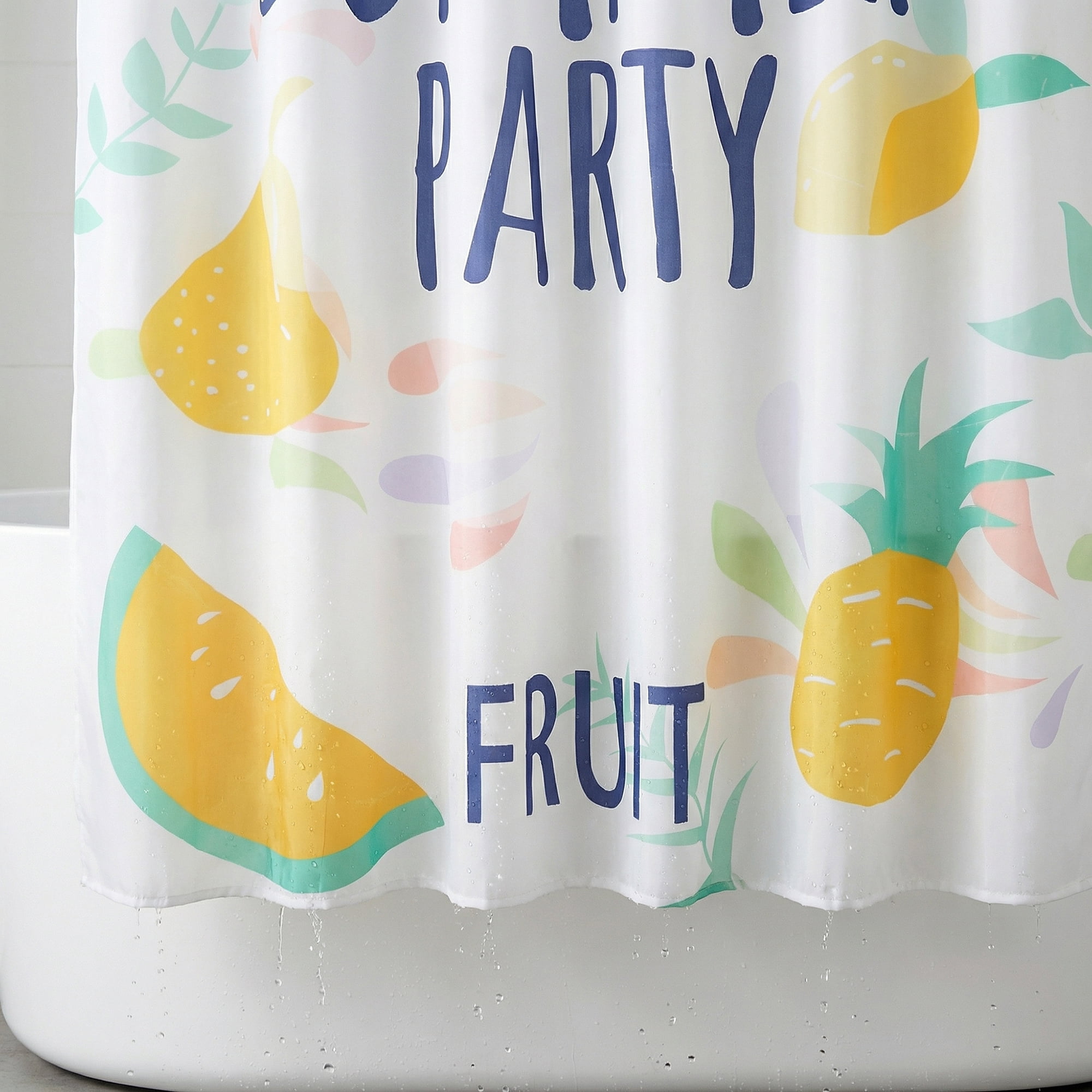 Unique Bargains Cute Print Shower Curtain Sets with Hooks Yellow Fruit 71"W x 71"L