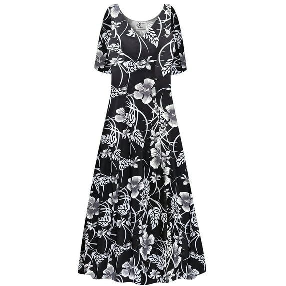 Plus size 8x Extra Tall Womens Dress Silver Magnolia Designer Print Short Sleeve High V-Neck Princess Cut