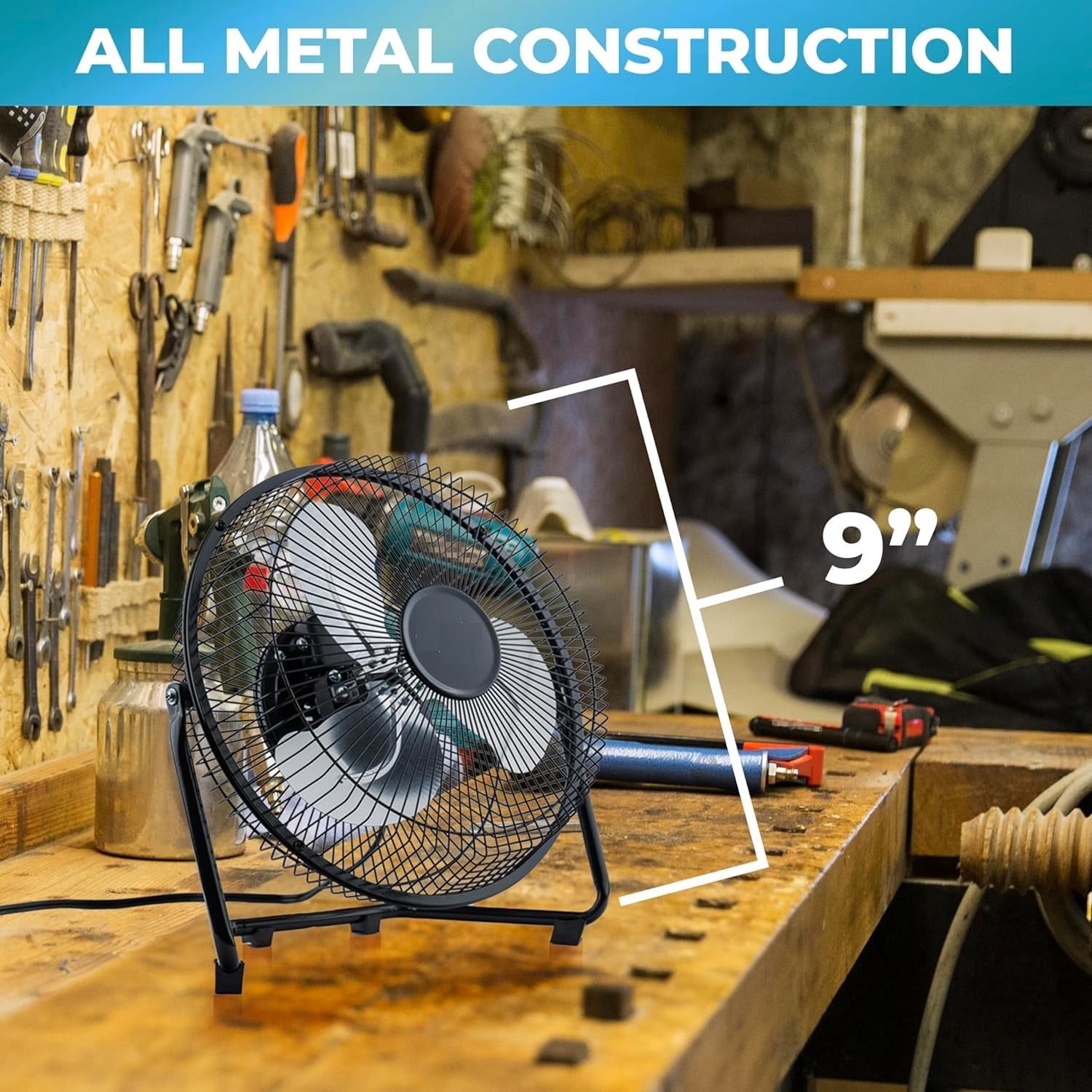 EZ-Chill 9 in. Desk or Table Fan - All-Metal, 3 Speed, Tilt