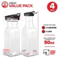 thumbnail image 2 of 50oz Plastic Juice Carafe with Black Lids (4 Pack) 50 oz Carafes for Mimosa Bar, Drink Pitcher with Lid, Milk Container, Clear Beverage Containers for Fridge, Pantry Storage, Square Pitchers, 2 of 7