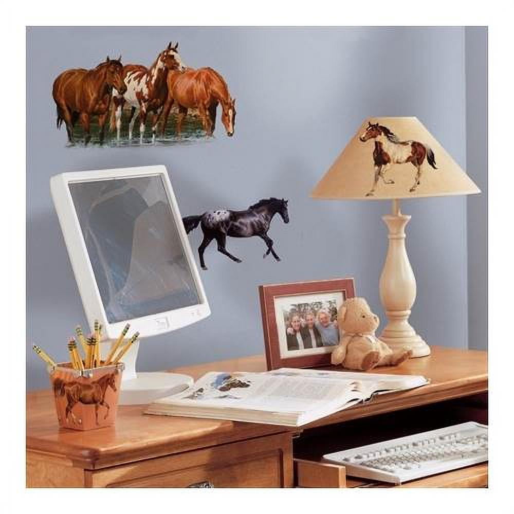 Cowboy &  Horses Snow Window View Repositionable Color Wall Sticker Wall Mural 