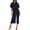 Navy Blue, variant on Women Casual Jumpsuit Round Neck Solid Color, Short Sleeve Belted Wide Leg, Polyester, Daily Wear