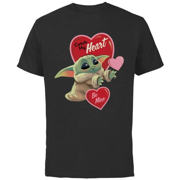 Star Wars The Mandalorian Grogu Be Mine Valentine - Short Sleeve Cotton T-Shirt for Adults - Customized-Black