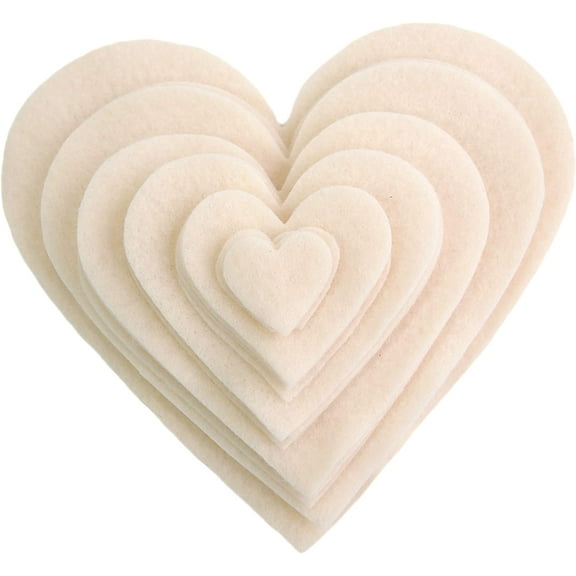 Playfully Ever After 1 to 6 inch Multi-Size Pack 24pc Felt Hearts (Cream)