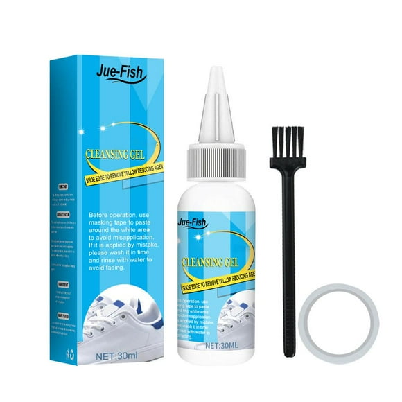 Lttoisl Gel Nettoyant pour Chaussures Blanc Puissant et Trousse de Brosse, Solution de Blanchiment pour Espadrilles 30 ml avec Élimination en Profondeur des Taches pour Chaussures de Sport en Toile et Cuir, Action Rapide et Protection