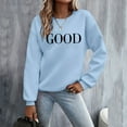 thumbnail image 2 of Wangmeiwg Women's Sweatshirts Women's Hoodless Sweatshirt Casual Long Sleeve Graphic Pullover Tops for Women Light Blue S, 2 of 6