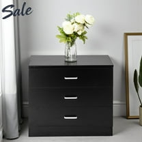 Tcbosik Modern Nightstand with 3 Drawers, 25.98" Wide Storage Chest Organizer for Bedroom/Home Office/Small Space, Black