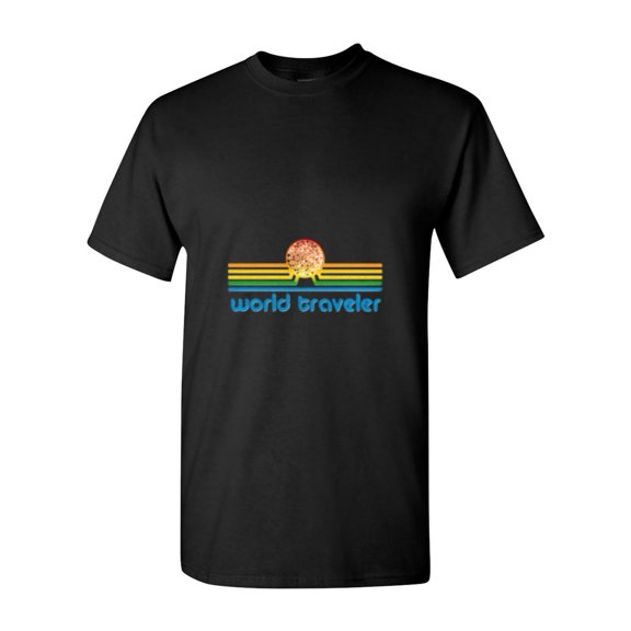 World Traveler Showcase Inspired Retro Distressed Vacation Epcot Park T-Shirt, for men & women, up to size 5XL