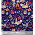 thumbnail image 1 of Soimoi Viscose Chiffon Fabric Floral,Rabbit & Porcupine Cartoon Print Fabric by Yard 42 Inch Wide, 1 of 1