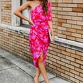 thumbnail image 1 of Ketyyh-chn99 Robes Midi pour Femmes Grande Taille Robe d'Été Extensible Robe de Plage Automne Décontractée Robe Mini Ample Rose Vif,L, 1 of 5