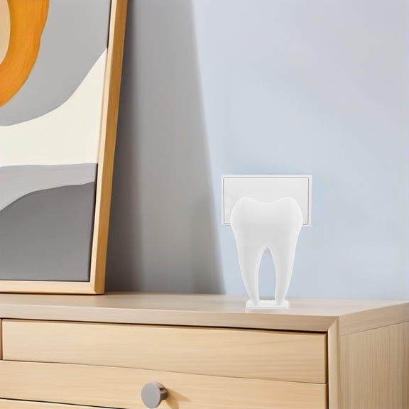 OUNONA 2-Pack Tooth Shaped Business Card Holder for Office Desk, Plastic Material, Professional Desktop Organizer