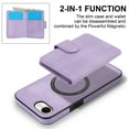 thumbnail image 4 of Dteck Magnetic Detachable Wallet Case for iPhone 16e,Luxury Leather 2 in 1 Case Compatible with Mag Safe Card Slot Pocket Stand Shockproof Cover for iPhone 16e,Purple, 4 of 5