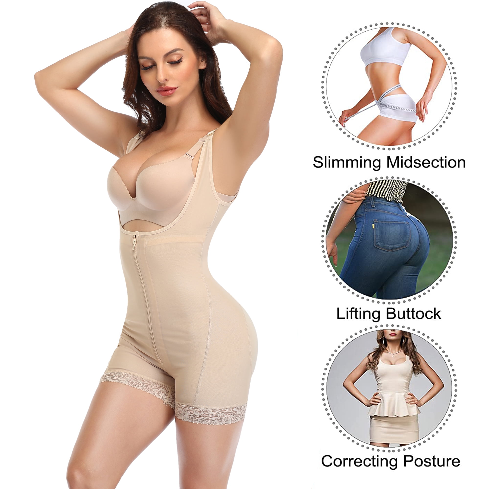 Lilvigor Women Tummy Control Bodysuit Full Body Shaper Fajas